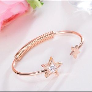 Rose Gold Bangle With Rhinestone Small